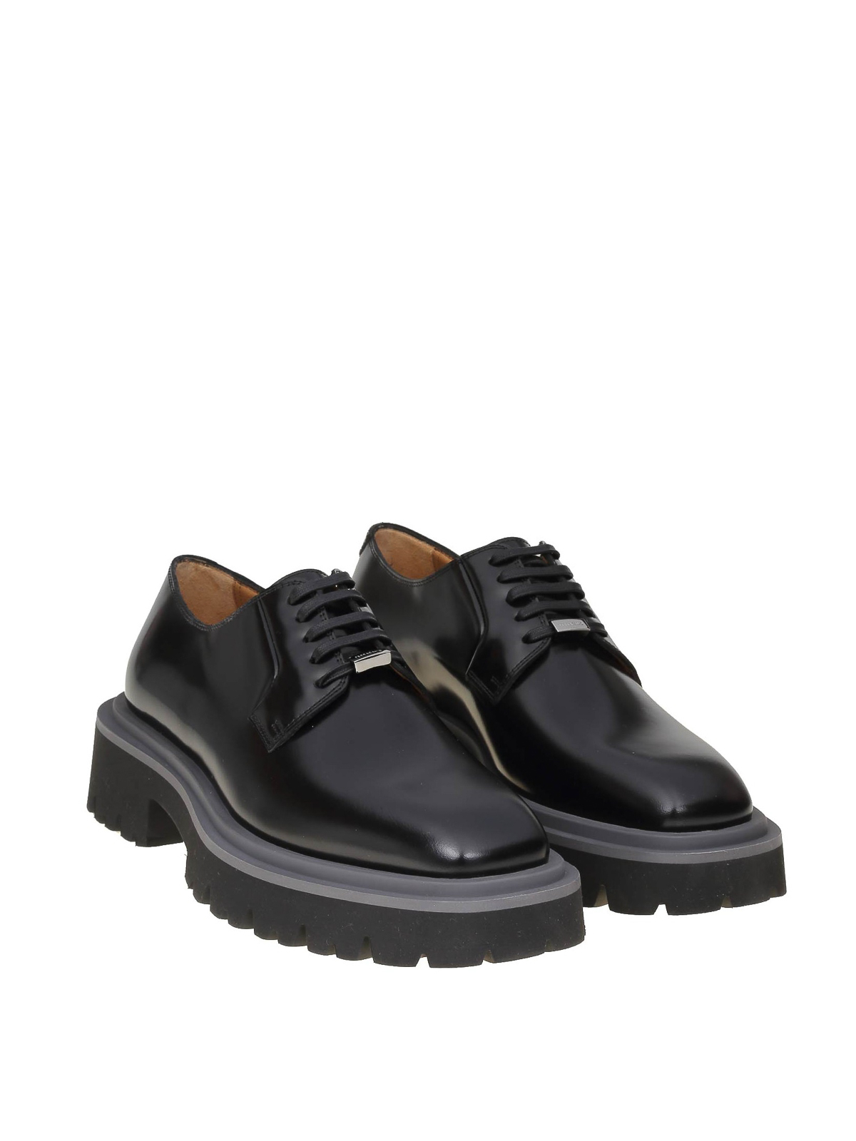 Salvatore Ferragamo Black Leather Derby Dress Shoes Salvatore Ferragamo Gancini Logo Calf Leather Derby Shoes w  main image 3