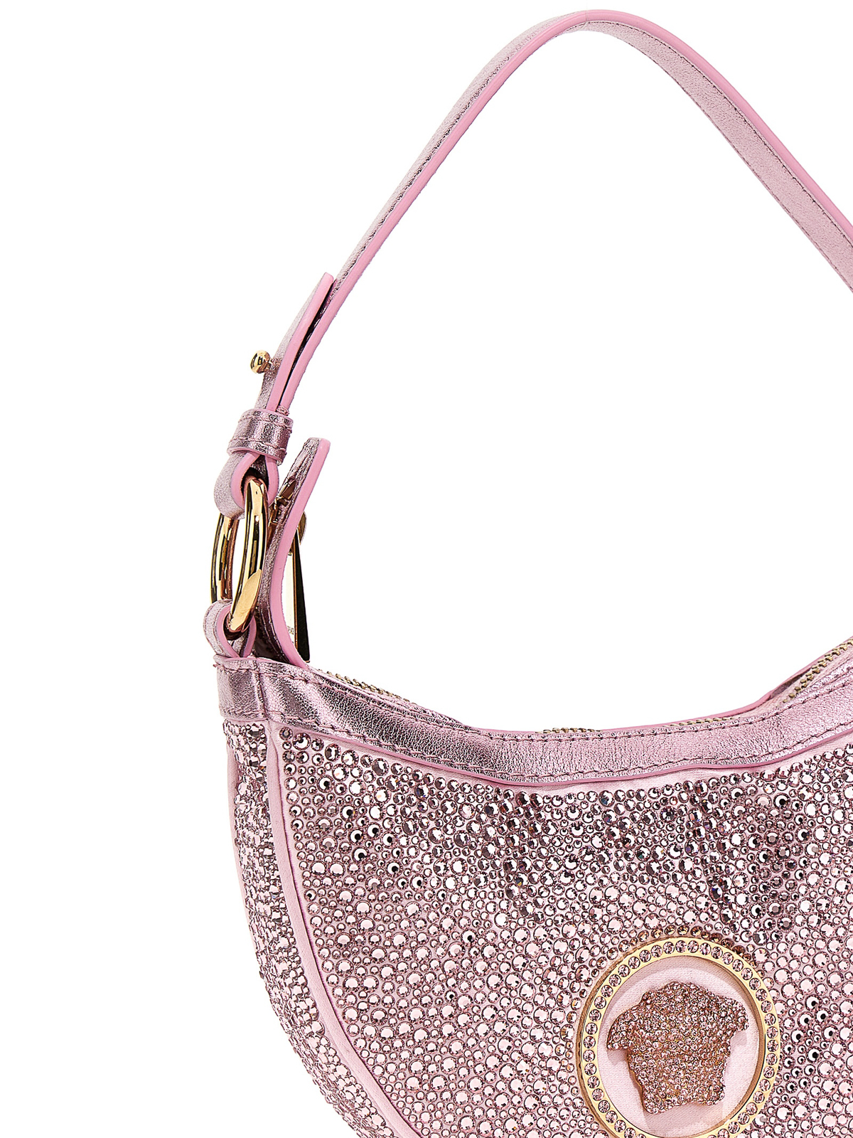 Versace Women's Metallic Repeat Small Hobo Bag in Pink