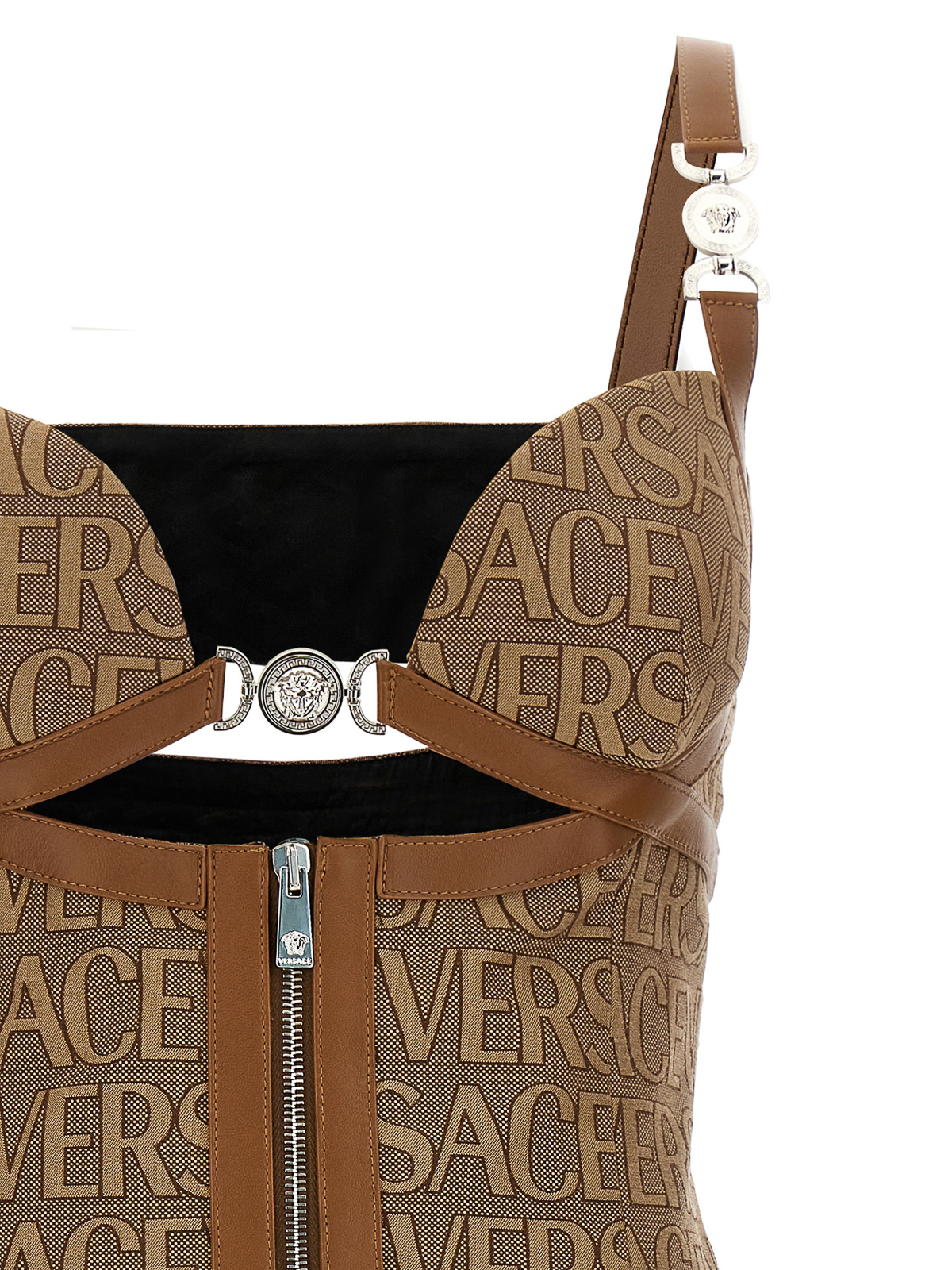 Shop Versace Vestido Corto - Beis In Beige