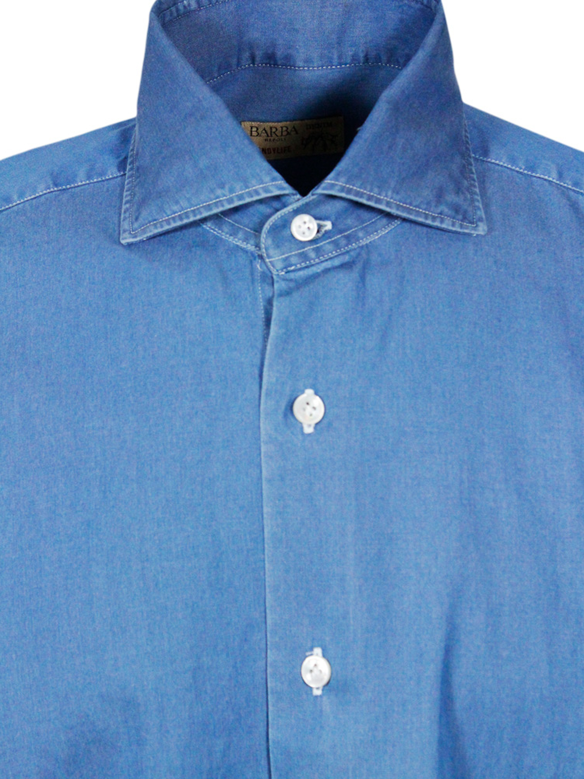 Shop Barba Napoli Shirts Light Denim In Lavado Claro