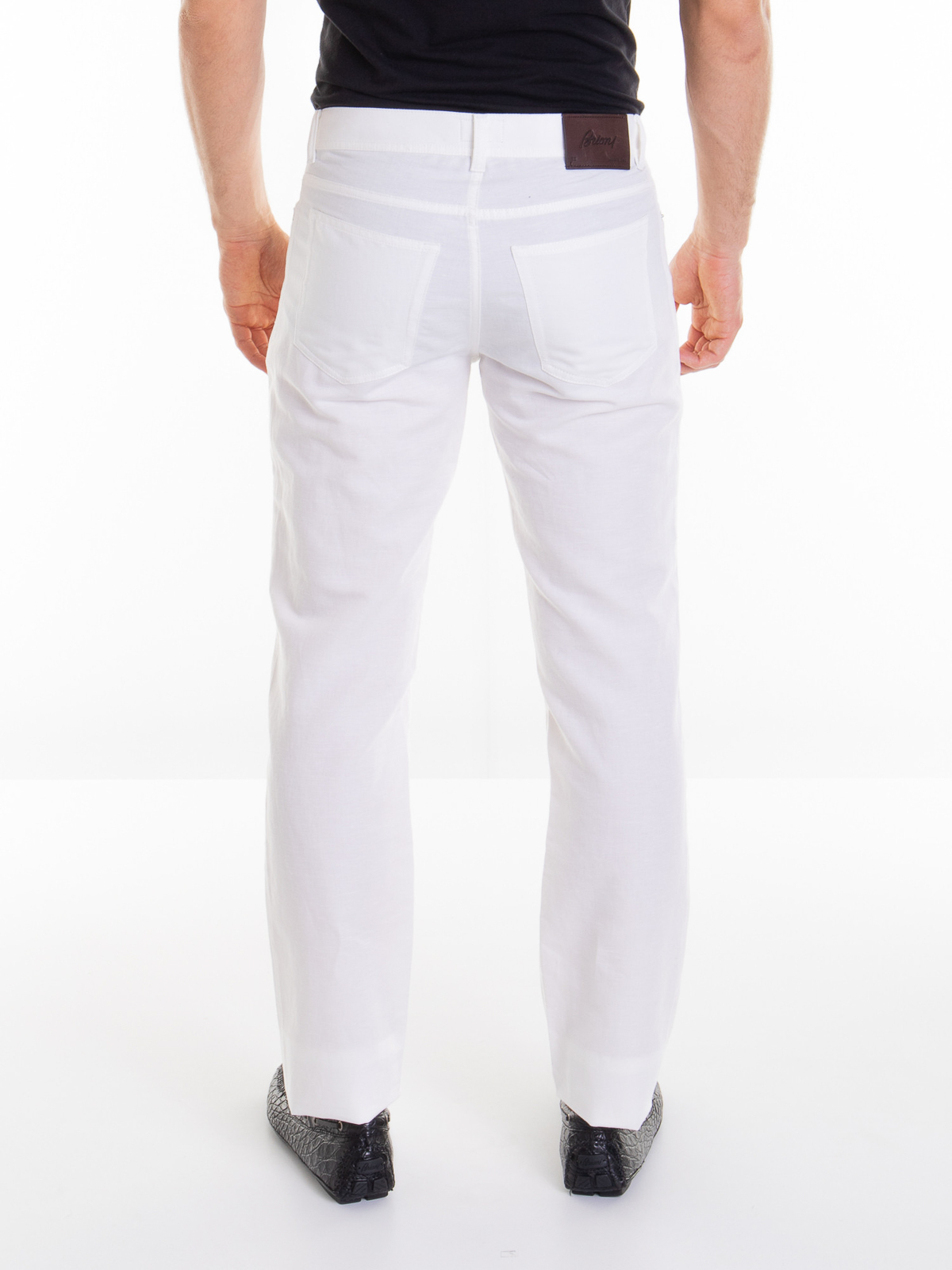Ivory white Sea Island cotton Tigullio trousers | Brioni® IN Official Store
