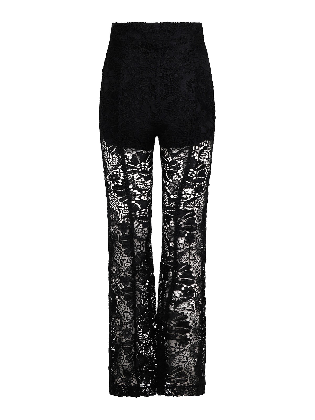 Shop Sabina Musayev Floral Lace Flared Trousers In Black