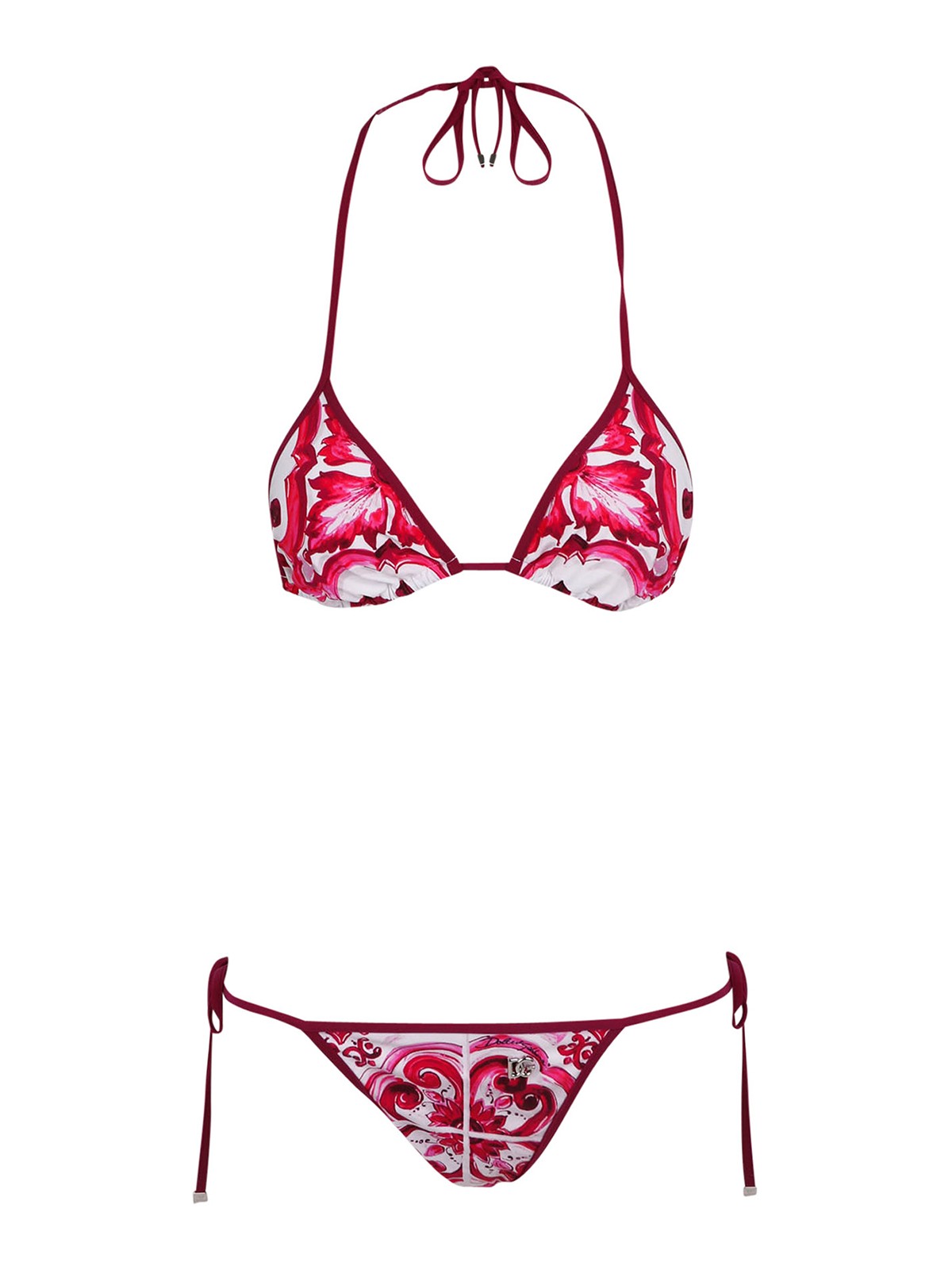 Dolce & Gabbana Maiolica-print Bikini Set In Pink