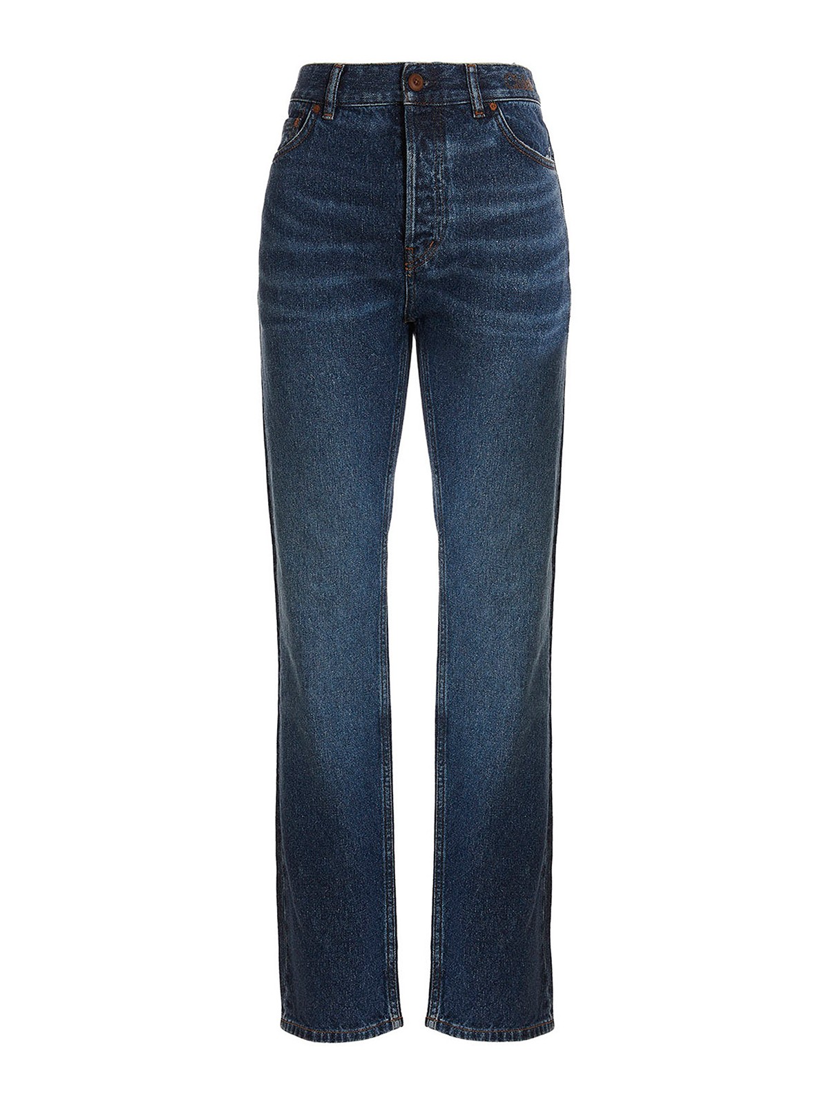 Shop Chloé Embroidered Logo Jeans In Blue
