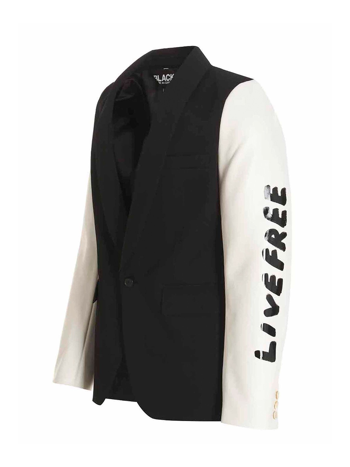 Shop Comme Des Garçons True Heart Strong Mind Blazer Jacket In White