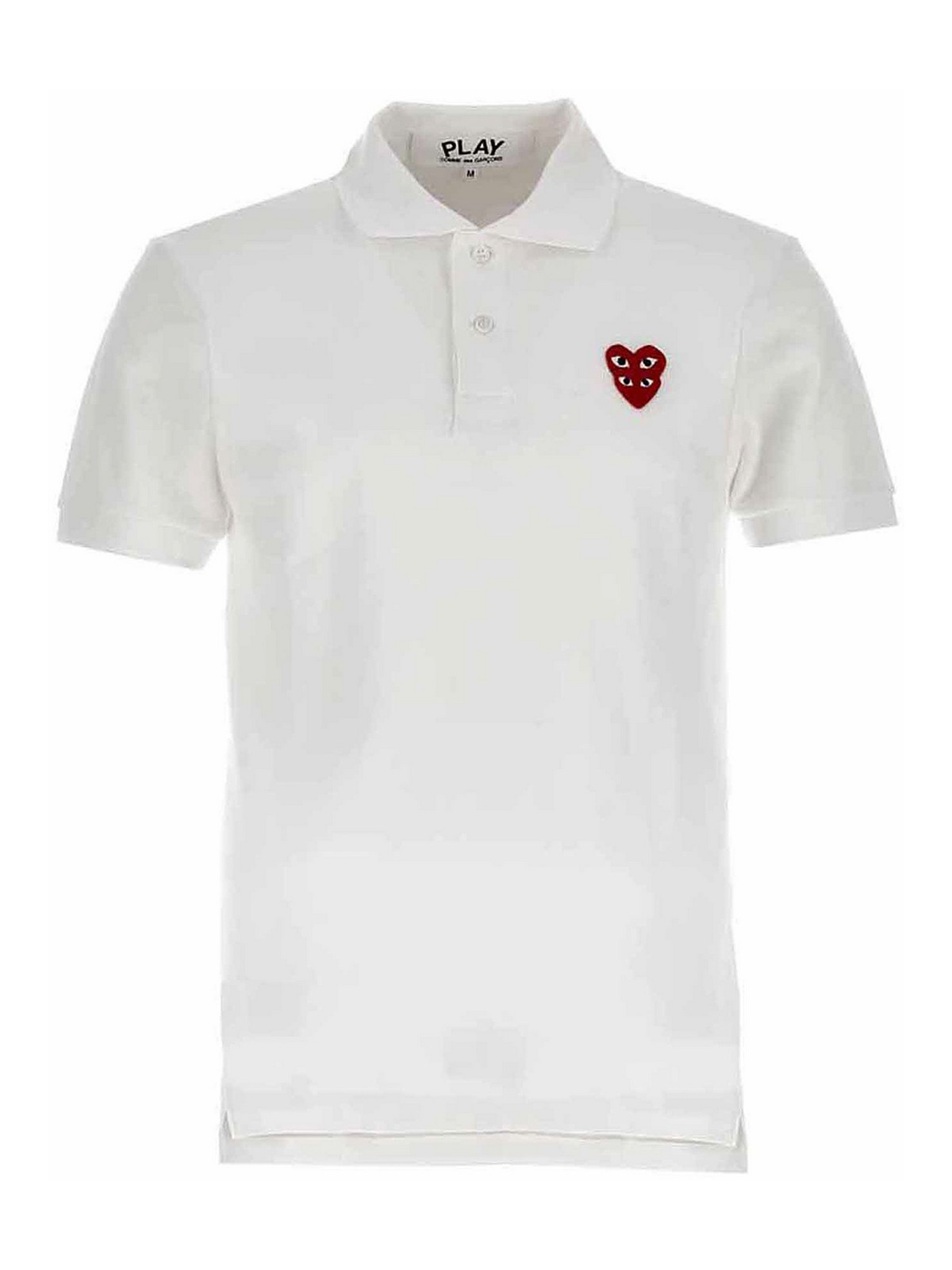 Comme Des Garçons Play Logo Patch Polo Shirt In White | ModeSens