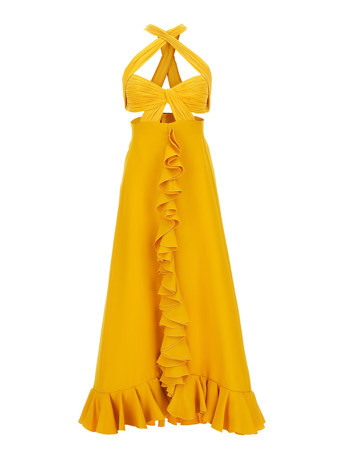Giambattista Valli Flounced Cady Dress In Yellow