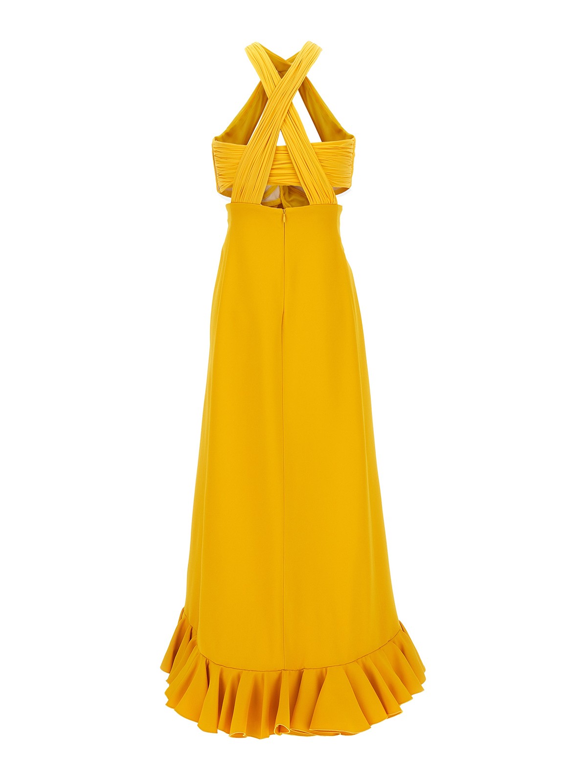 Shop Giambattista Valli Flounced Cady Dress In Yellow