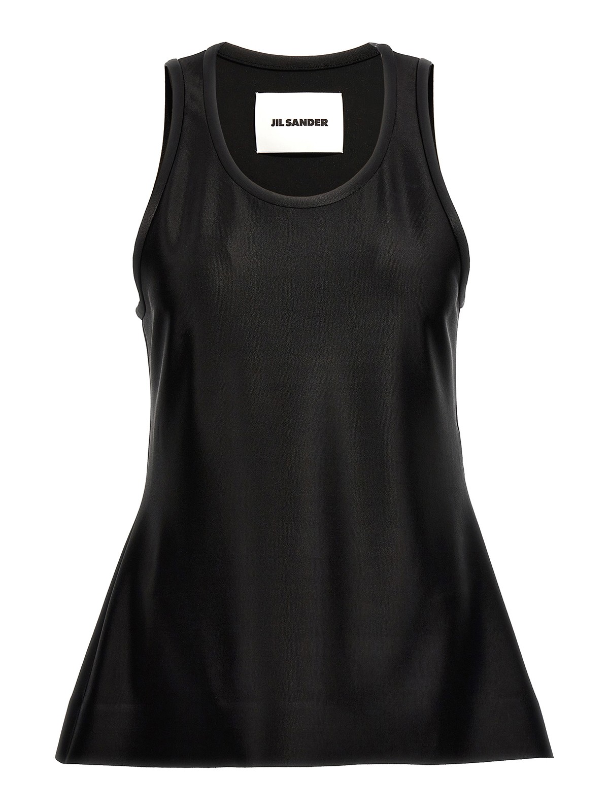 Jil Sander Shiny Viscose Tank Top In Black | ModeSens