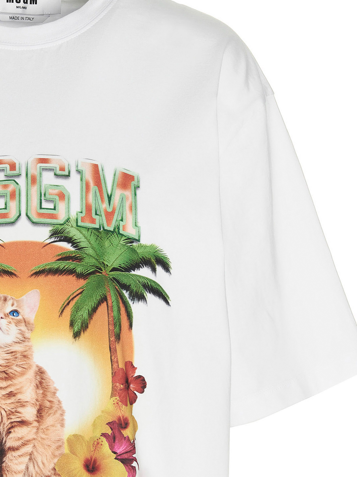 Shop Msgm Front Print T-shirt In White