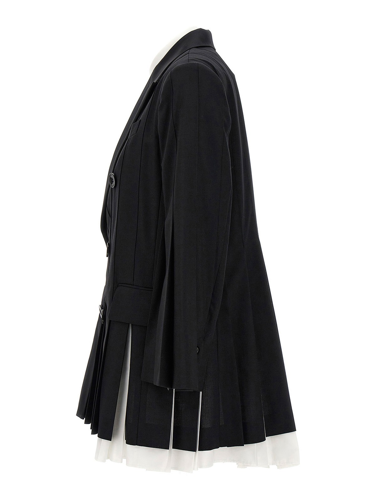 Shop Sacai Pleated Blazer Dress In Black