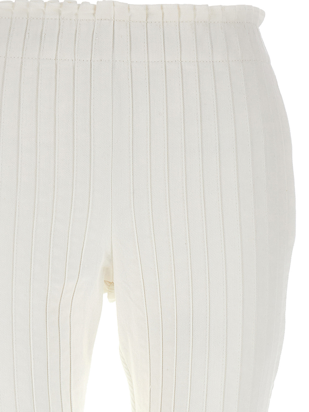 Shop Sacai Ribbed Pleated Pants In White