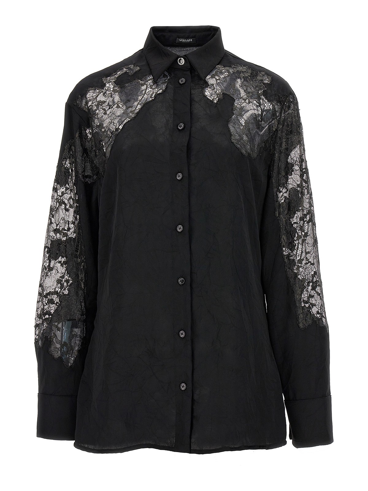 Versace Satin Lace Shirt In Black