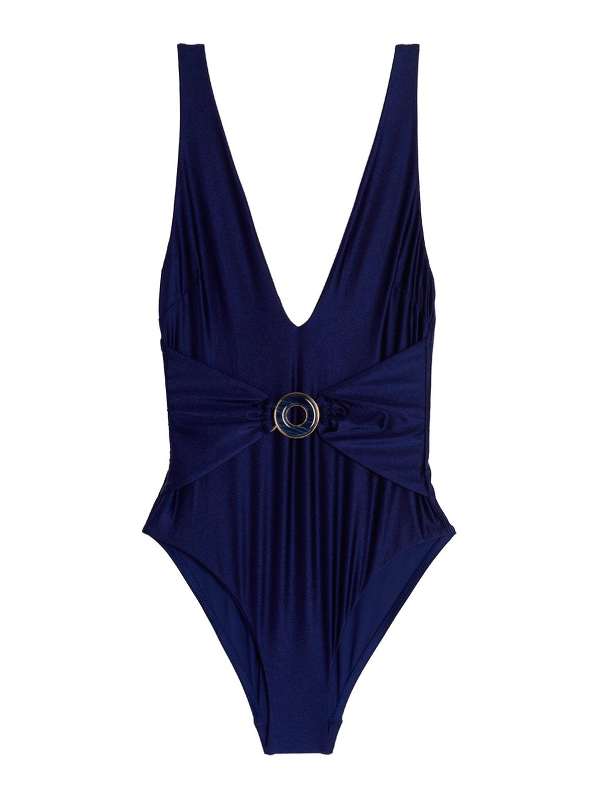Shop Zimmermann One-piece Swimsuit Tiggy Plunge Circle Link In Azul