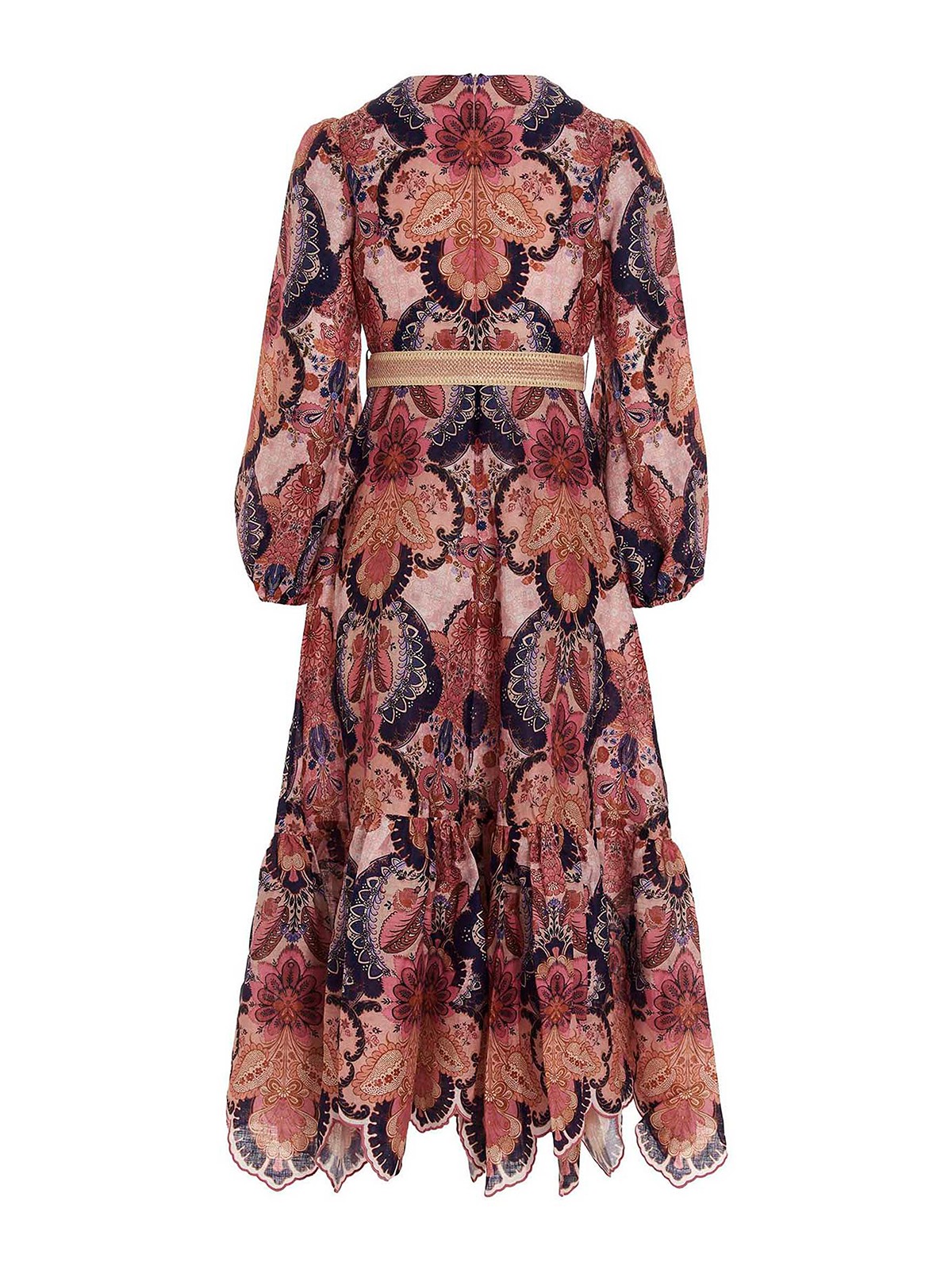Zimmermann laurel billow emb midi dress|5583DLAUNAVYBAROQUEFLORAL