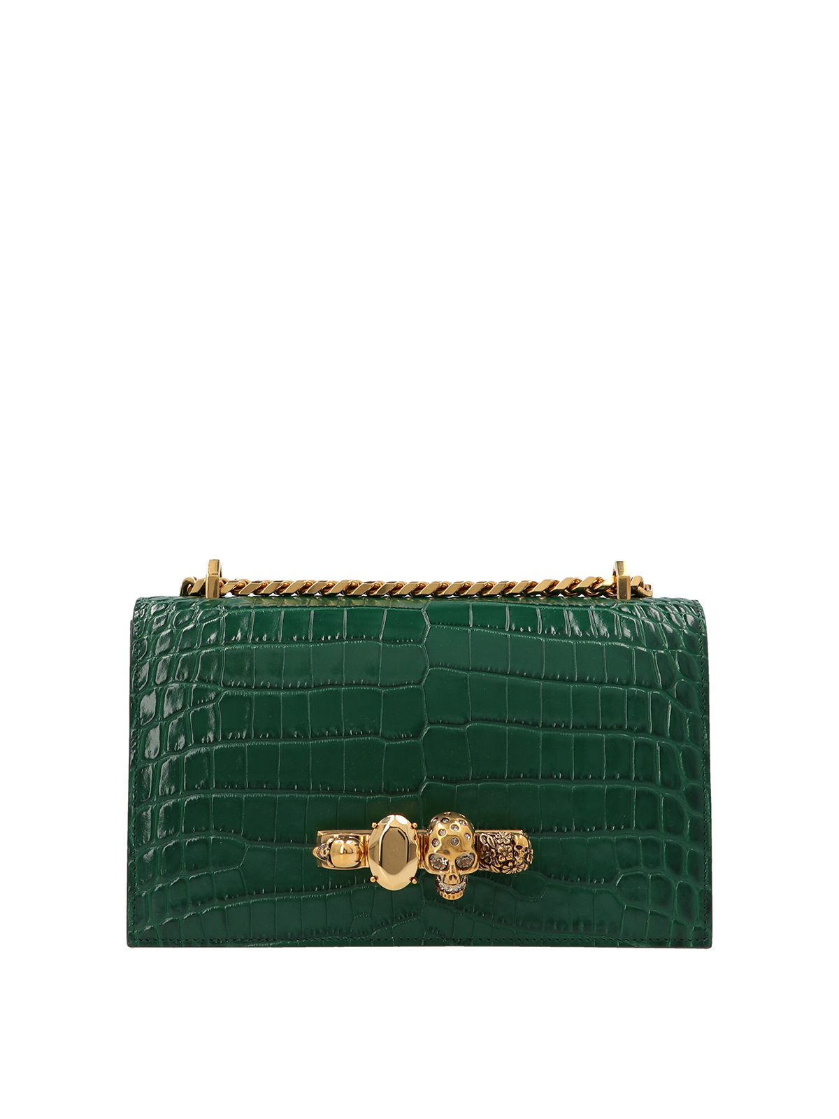 Women's Jewelled Flat Pouch in Emerald