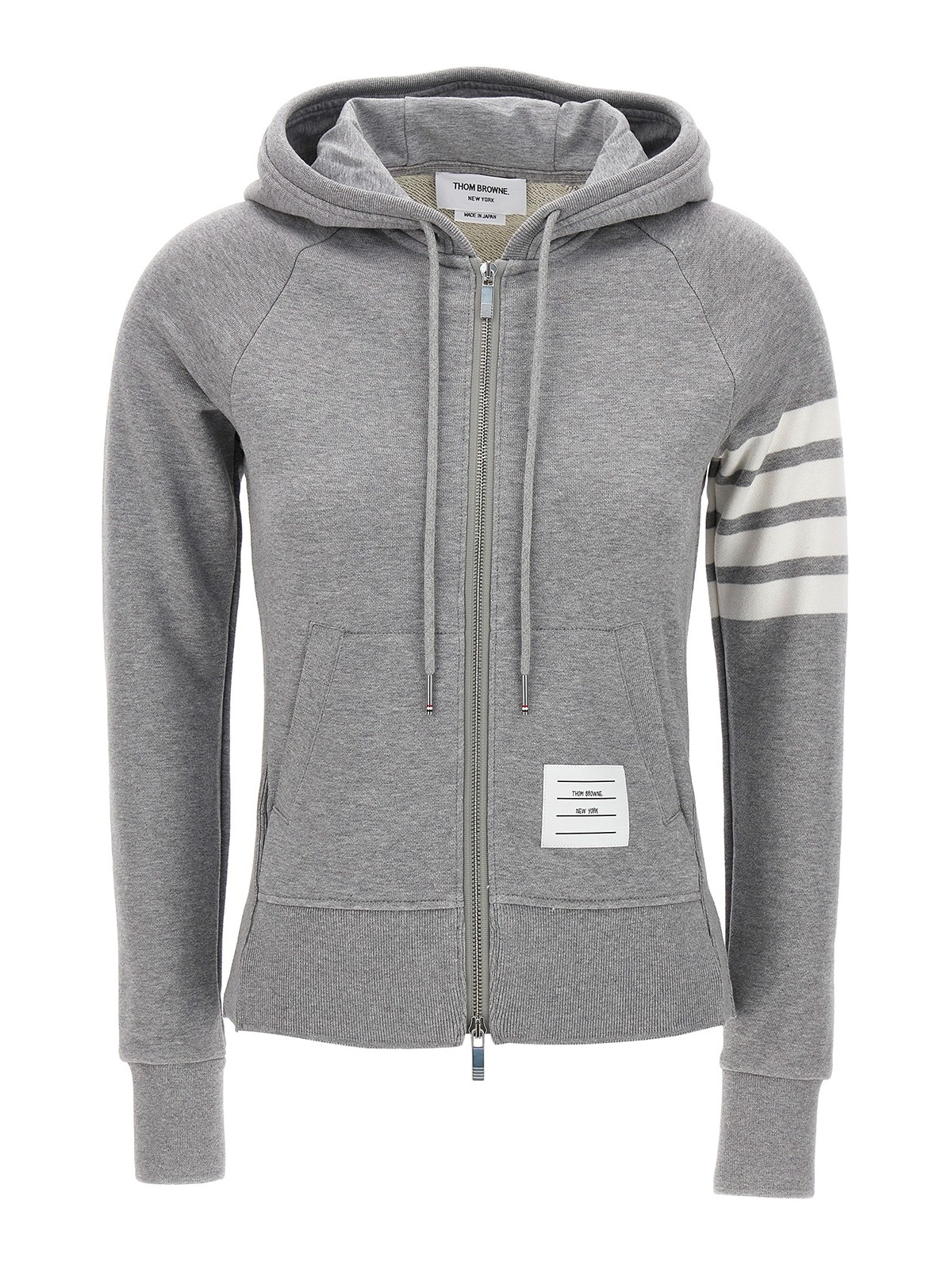 Shop Thom Browne Logo Hoodie In Grey