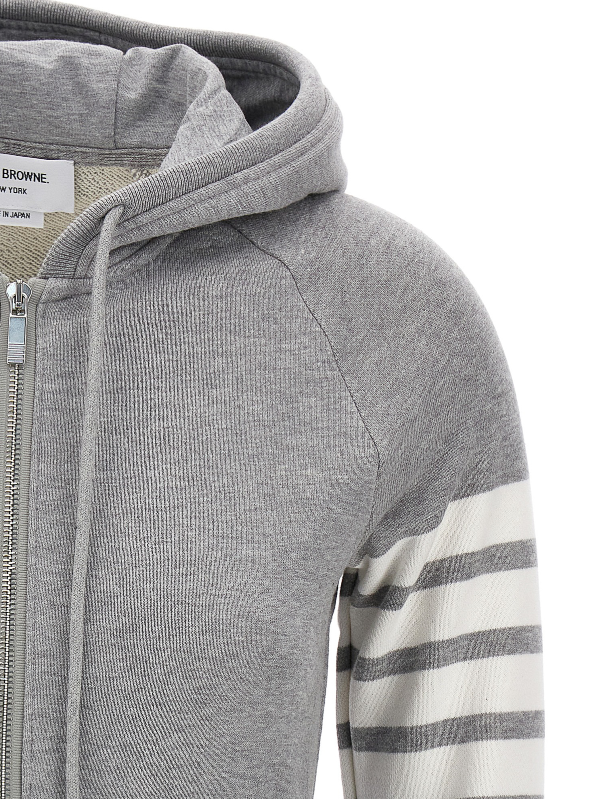 Shop Thom Browne Logo Hoodie In Grey
