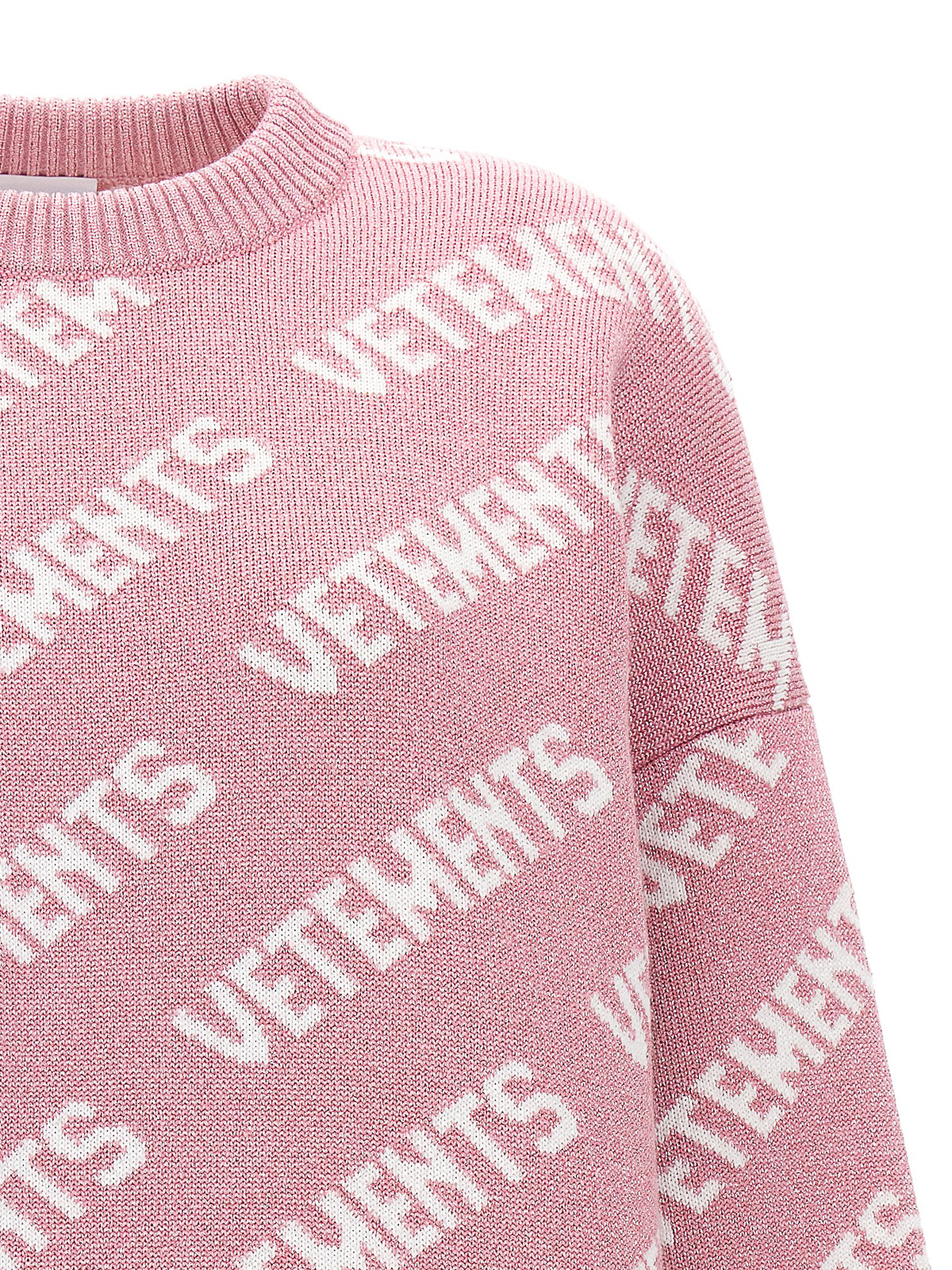 Shop Vetements Lurex Monogram Sweater In Color Carne Y Neutral