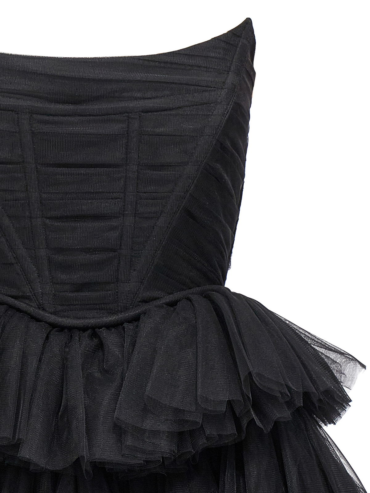 Shop 19:13 Dresscode Flounced Tulle Dress In Negro
