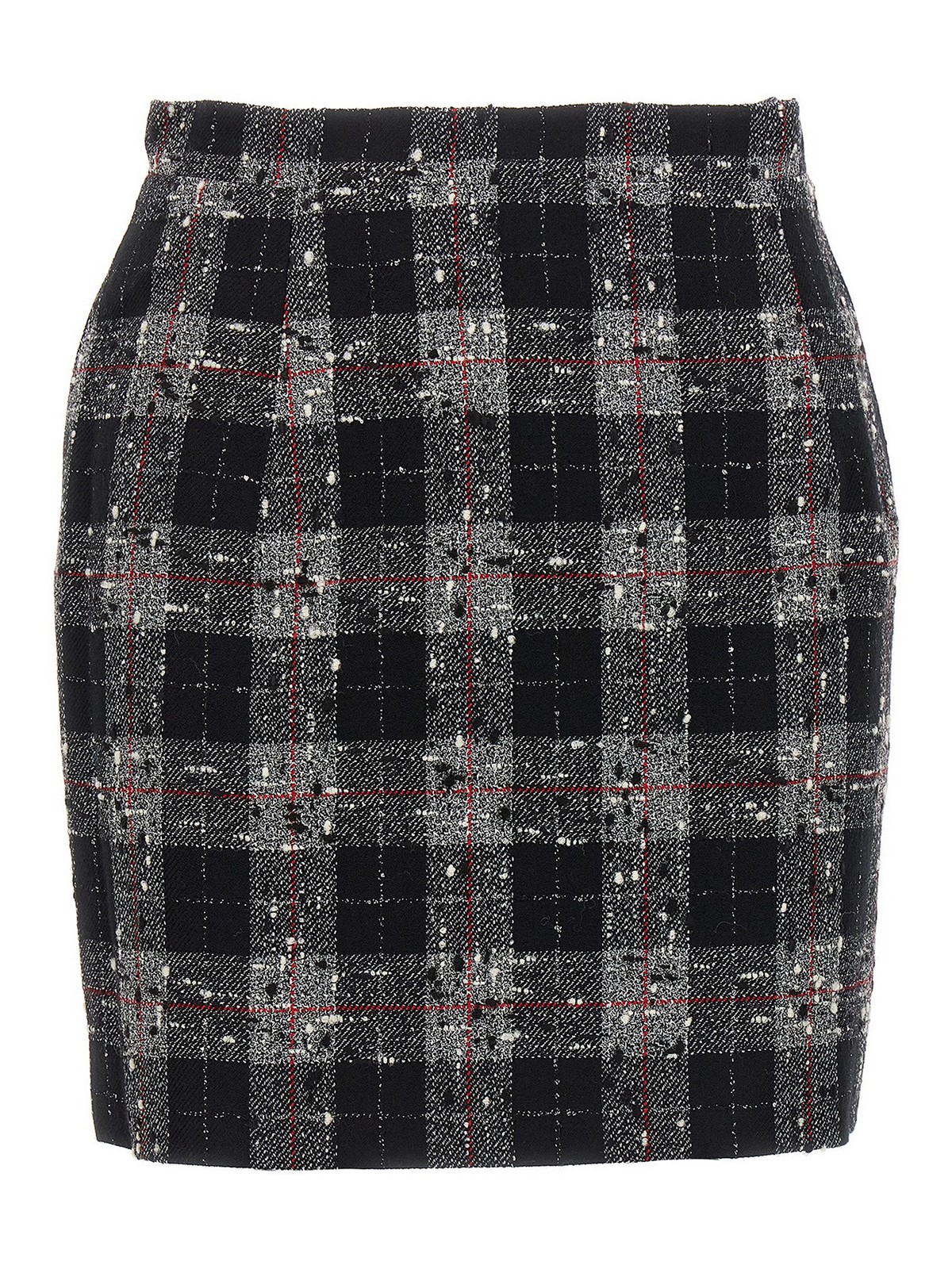 Alessandra Rich Check Wool Skirt In Negro