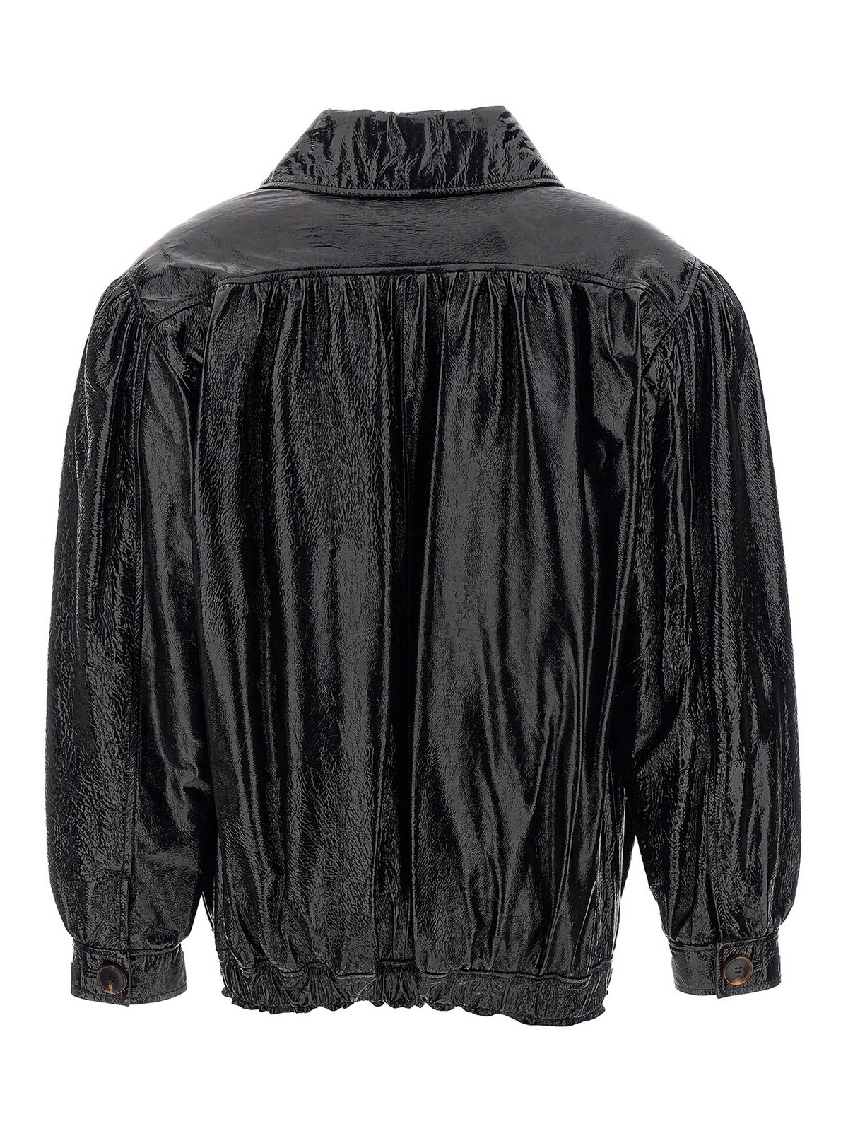 Shop Alessandra Rich Leather Bomber Jacket In Black