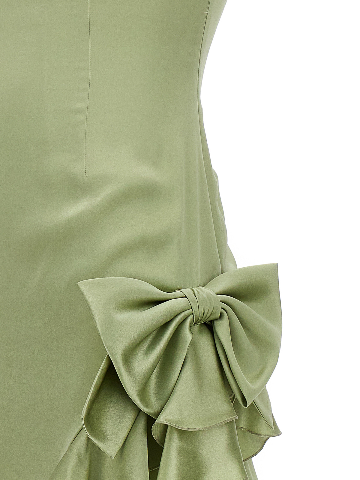 Shop Alessandra Rich Dress Long Ruffles Bow In Verde