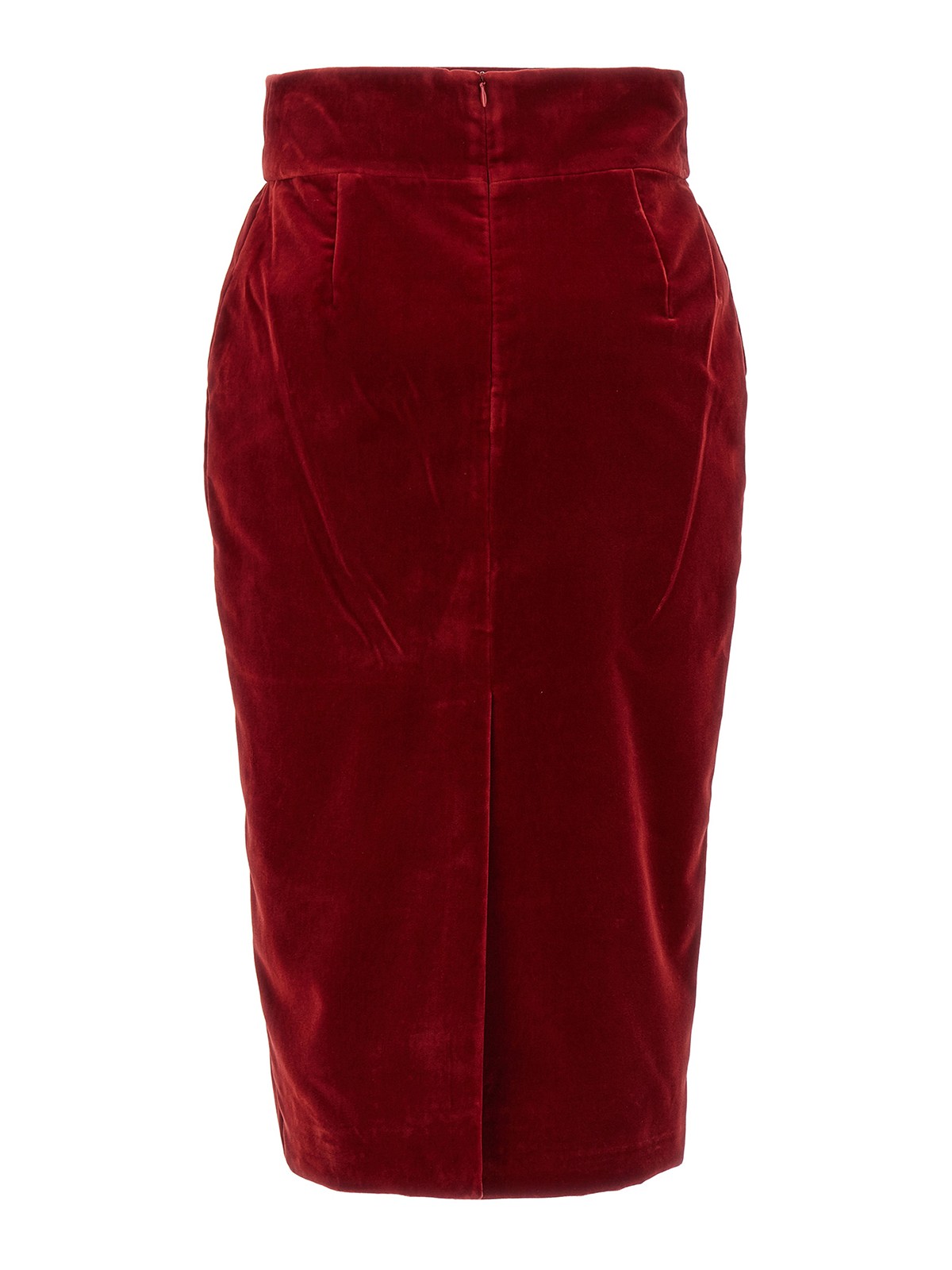 Shop Alexandre Vauthier Velvet Midi Skirt In Rojo