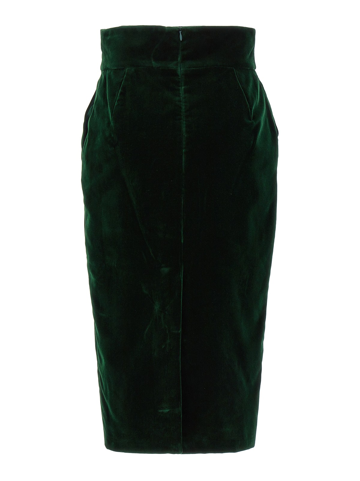 Shop Alexandre Vauthier Velvet Midi Skirt In Verde