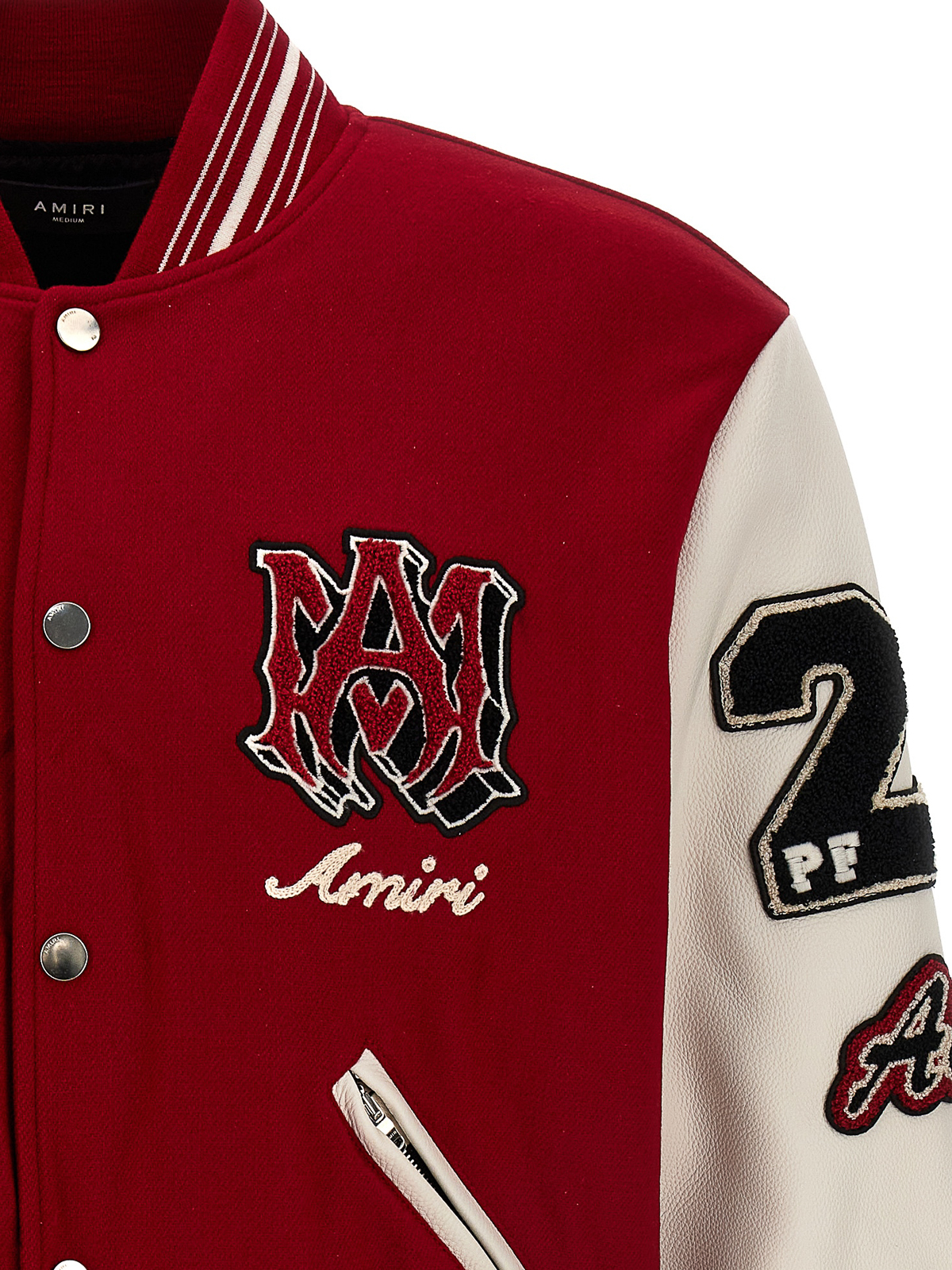 Vintage Patch Varsity Jacket in Red - Amiri