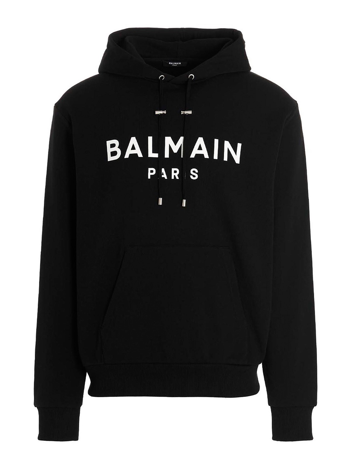 Shop Balmain Logo Print Hoodie In White