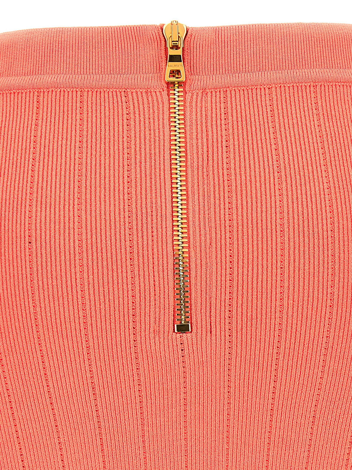 Shop Balmain Logo Button Knit Skirt In Nude & Neutrals