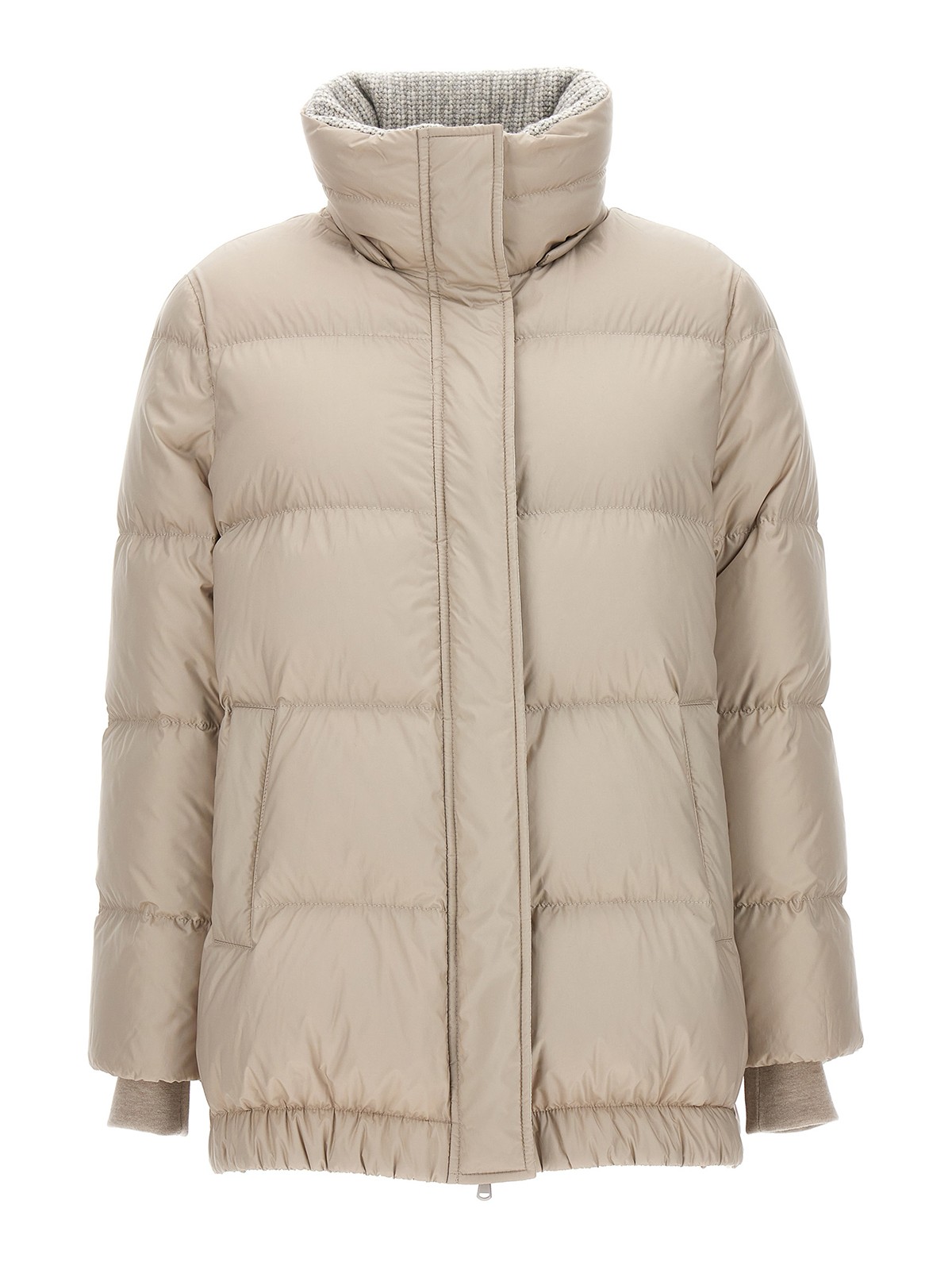 【送料&関税込】Brunello Cucinelli Beige Wool Down Jacket Shearling-trimmed quilted jacket in beige - Brunello