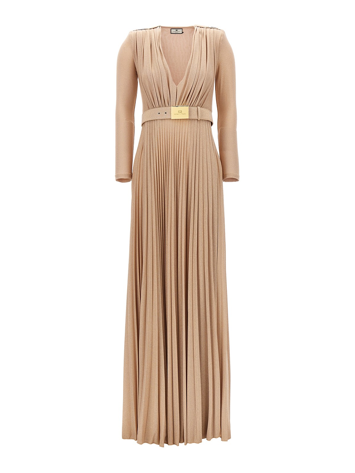 Elisabetta Franchi Long lurex dress - Beige - Women