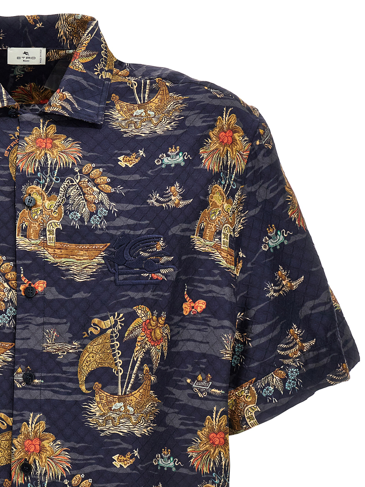 Shop Etro Embroidered Logo Print Shirt In Multicolour