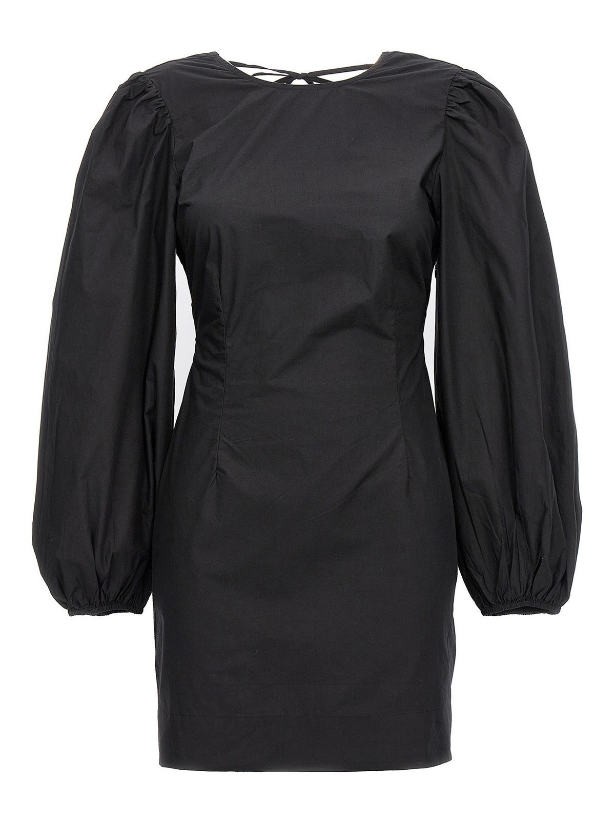 Shop Ganni Bare Back Mini Dress In Black