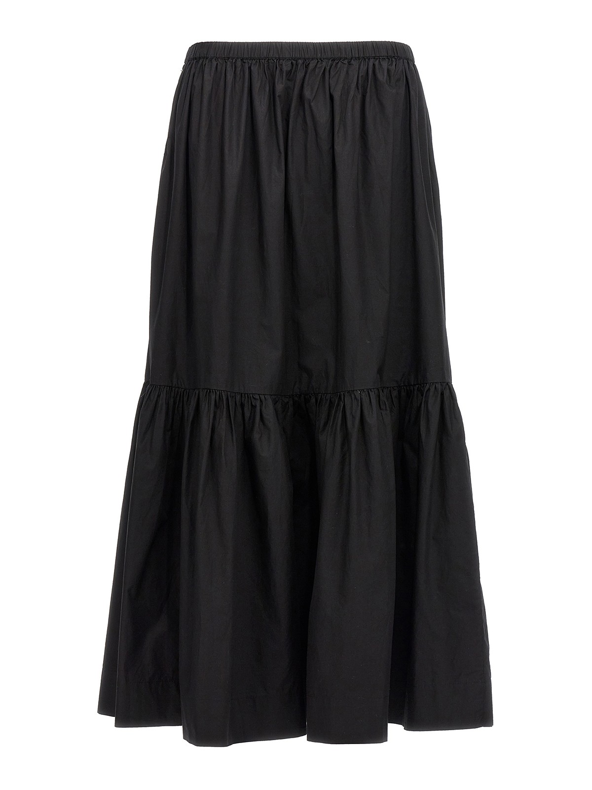 Ganni Flouncy Midi Skirt In Black