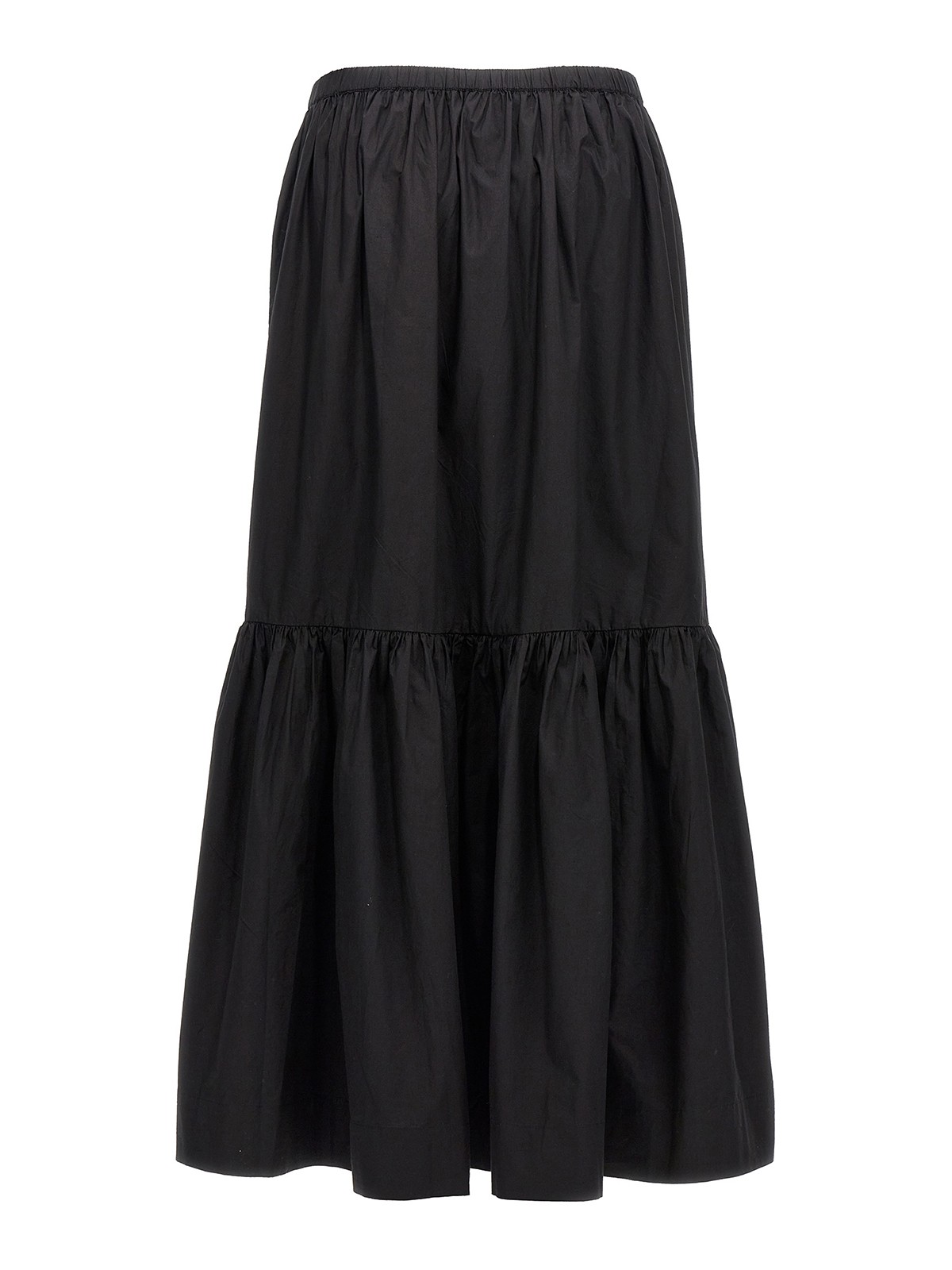 Shop Ganni Flouncy Midi Skirt In Black