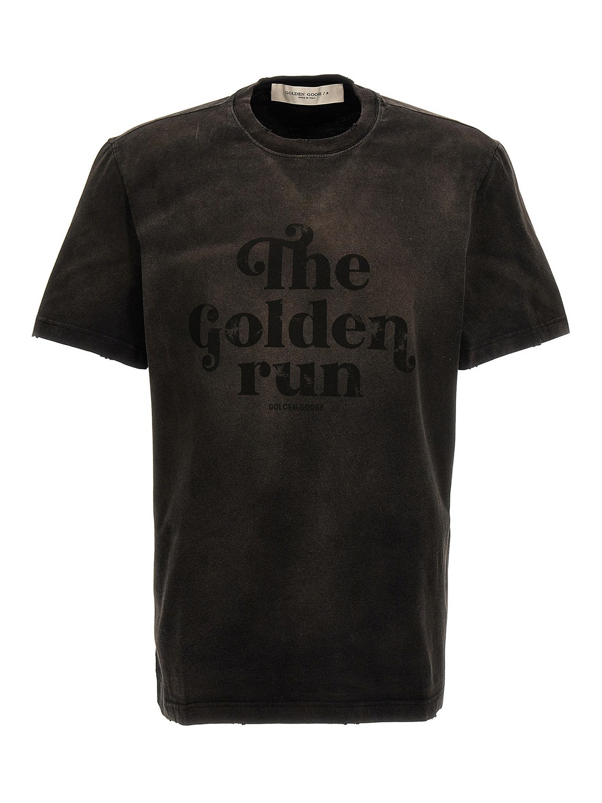 Tシャツ・カットソー Golden  Football Print Man to Man Anthracite GMP02015P0 Men's long-sleeved T-shirt in anthracite gray cotton with