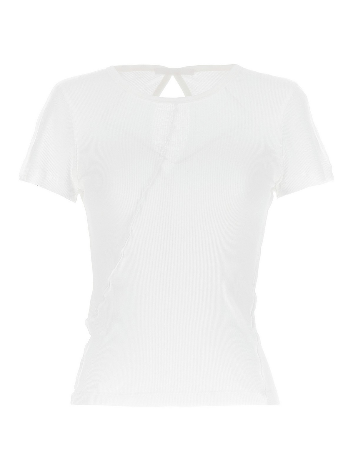 Shop Helmut Lang Cut-out Ribbed T-shirt In White