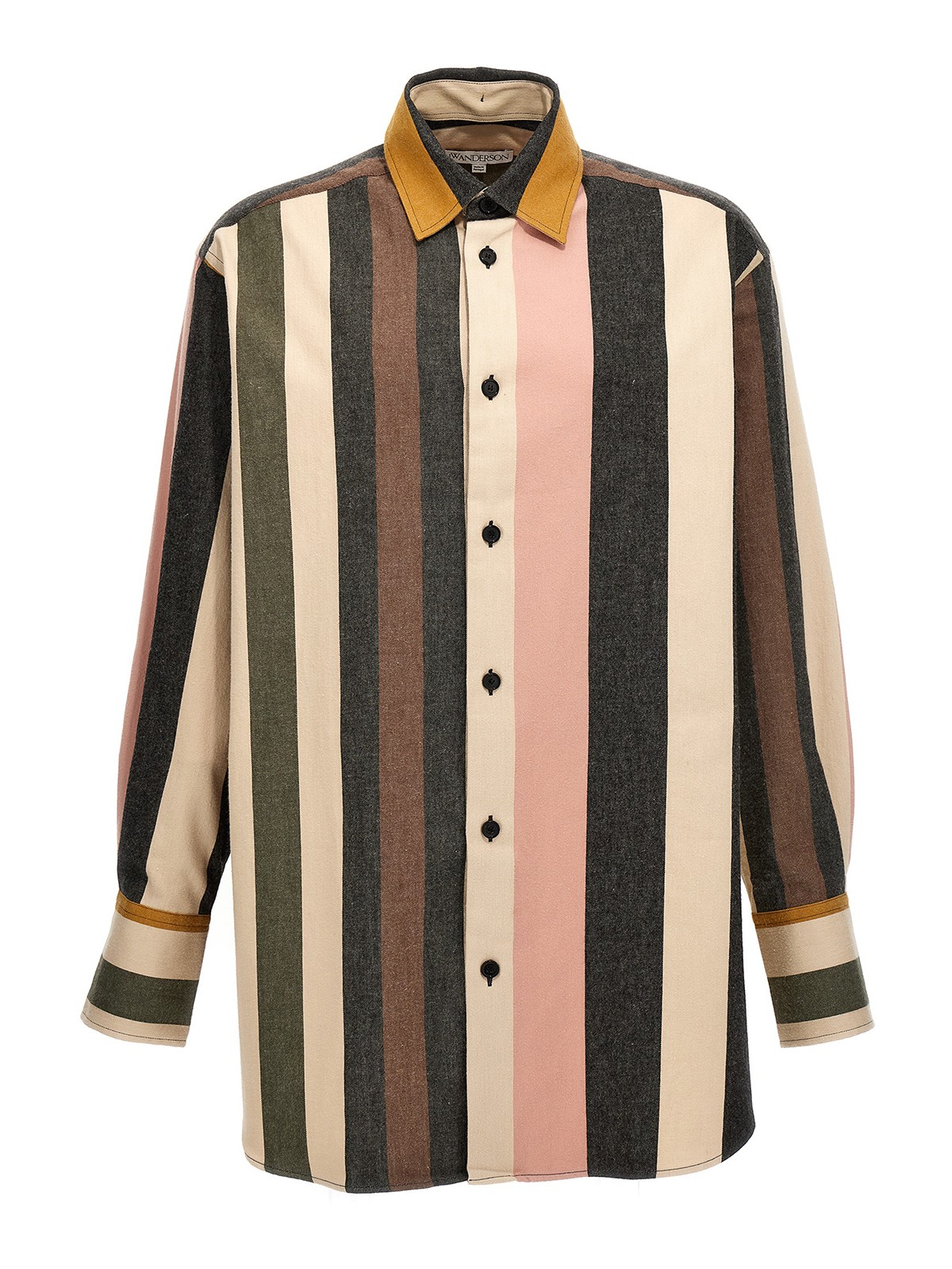 Shop Jw Anderson Logo Embroidered Striped Shirt In Multicolour