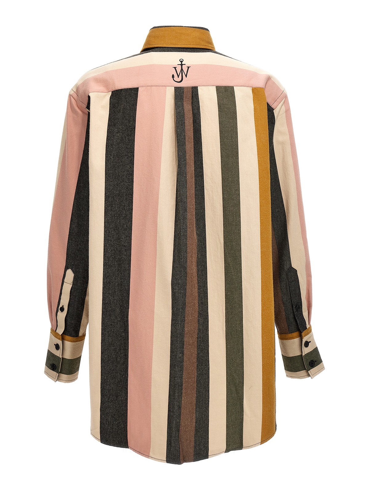 Shop Jw Anderson Logo Embroidered Striped Shirt In Multicolour
