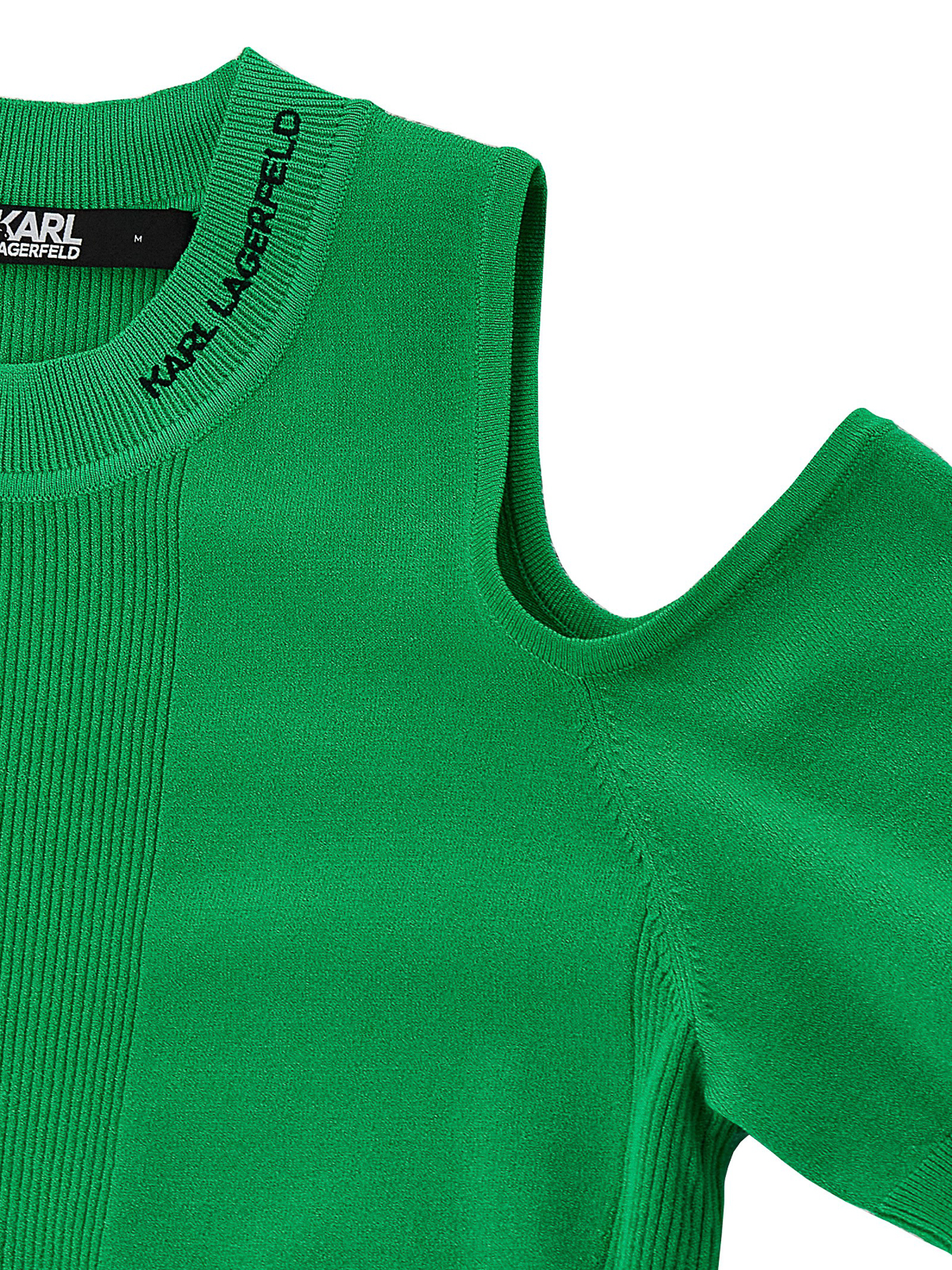 Shop Karl Lagerfeld Cut Out Top In Green
