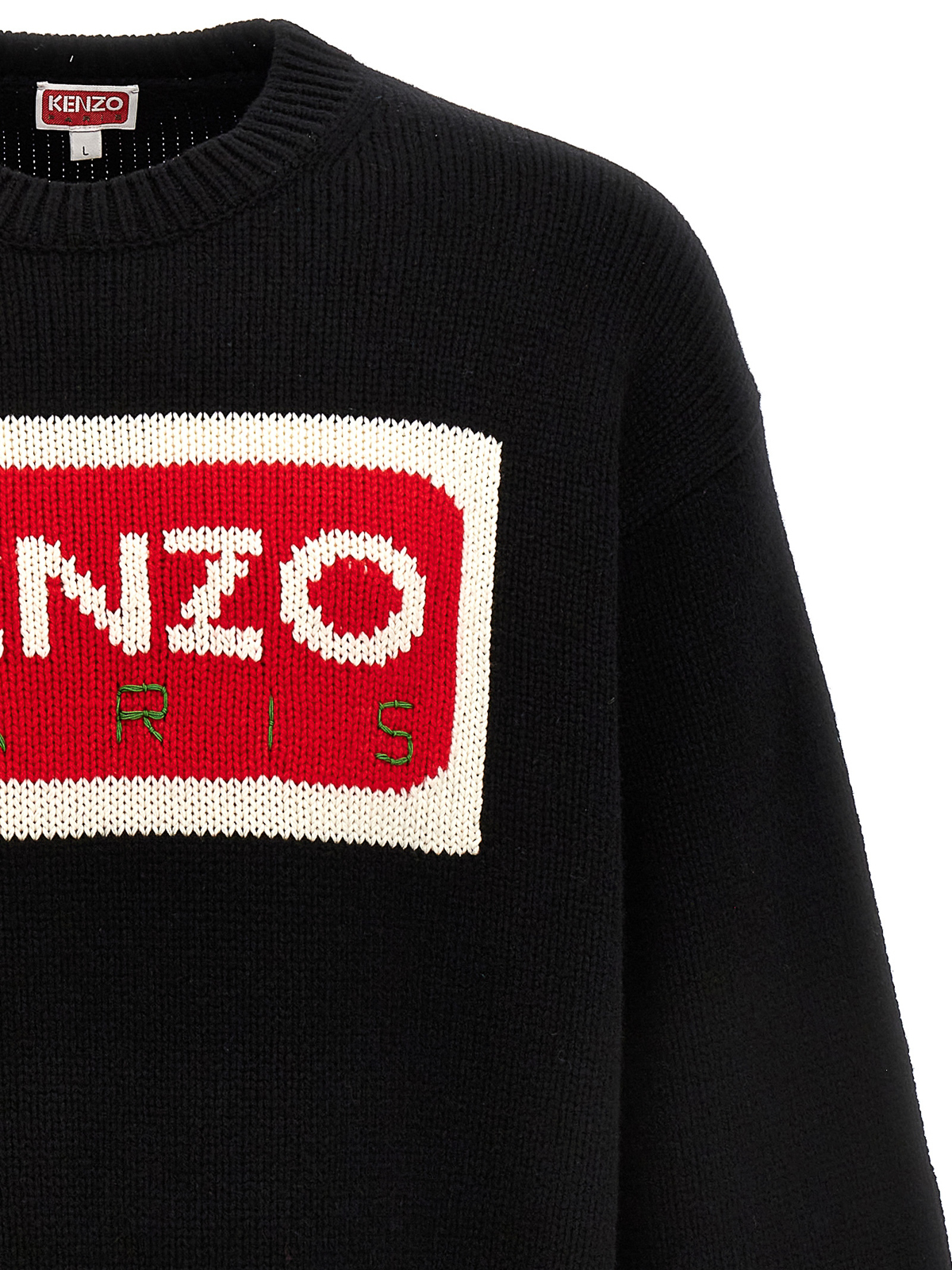 Shop Kenzo Tricolor  Paris Sweater In Black