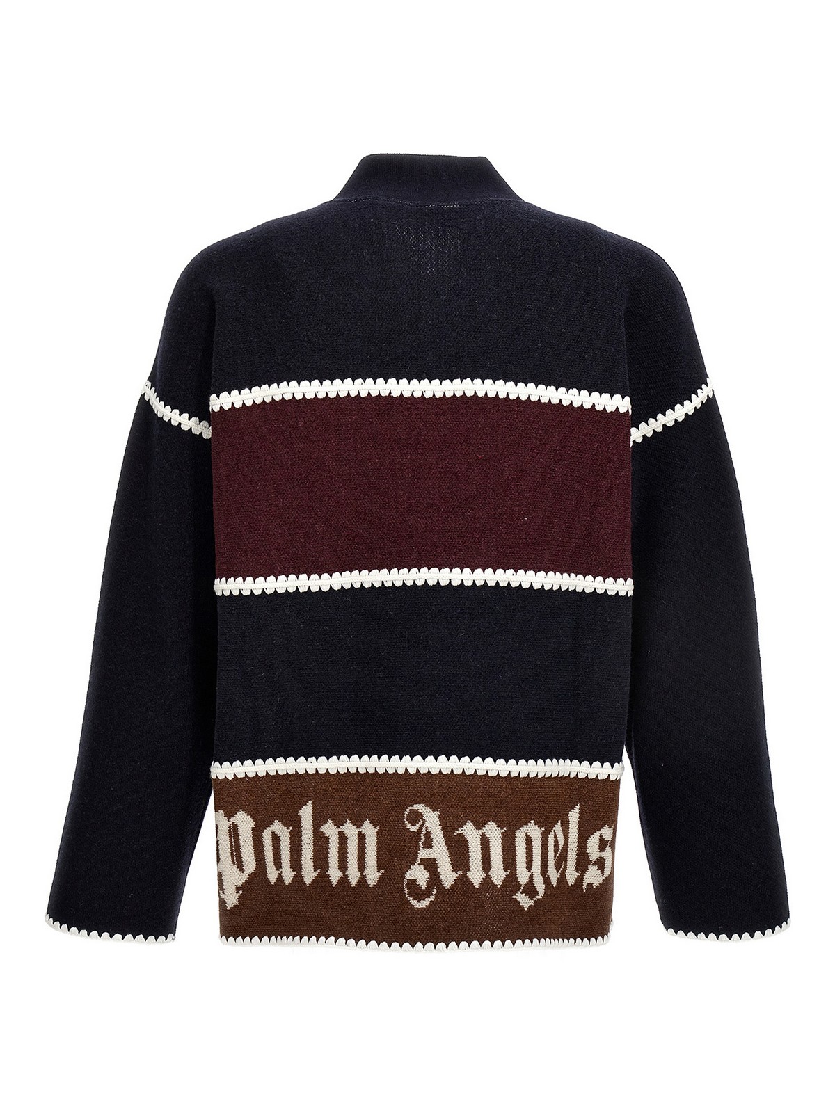 Shop Palm Angels Pa Monogram Striped Knit Cardigan In Multicolour