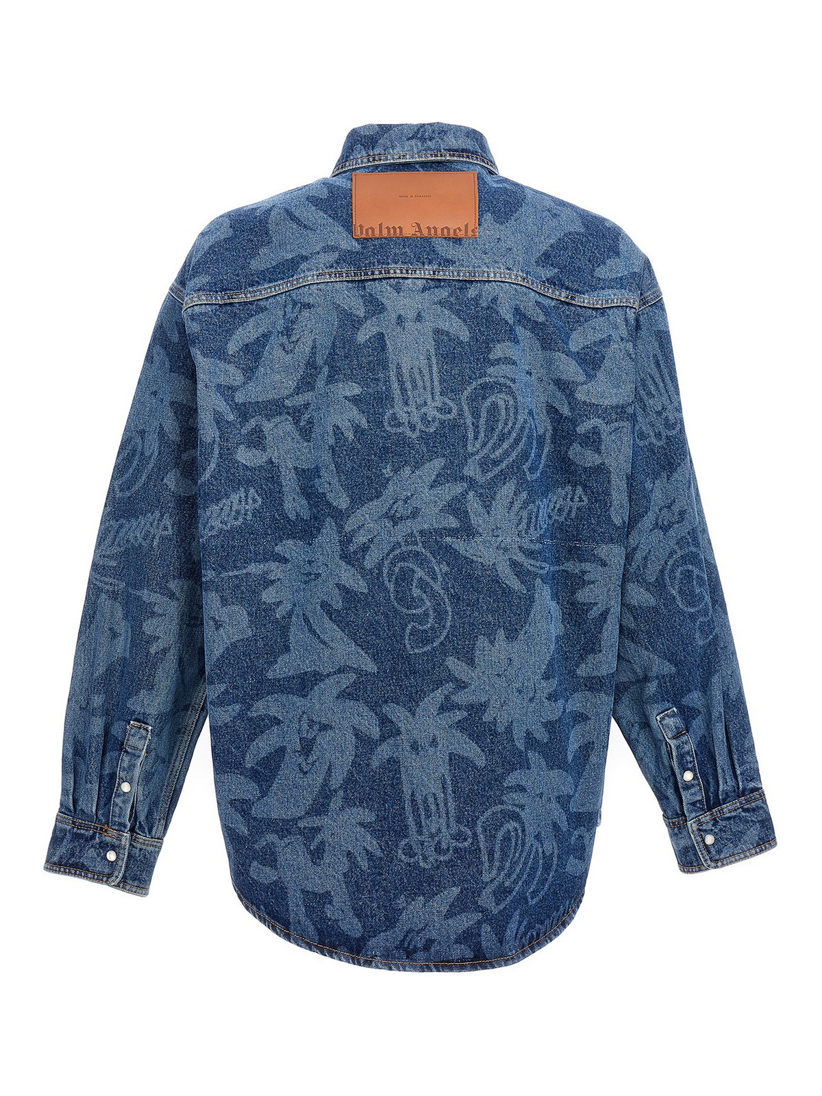Shop Palm Angels Palmity Allover Laser Jacket In Blue