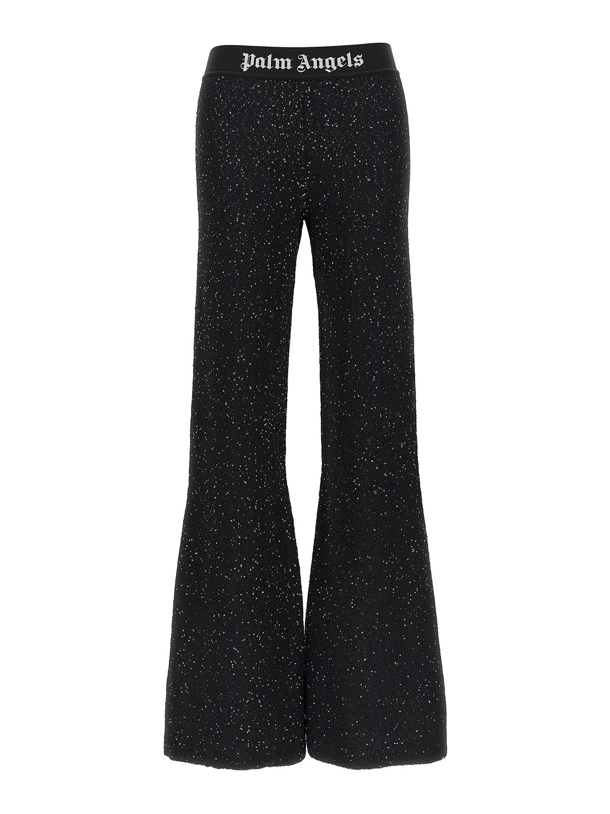 Shop Palm Angels Soiree Knit Logo Pants In Negro