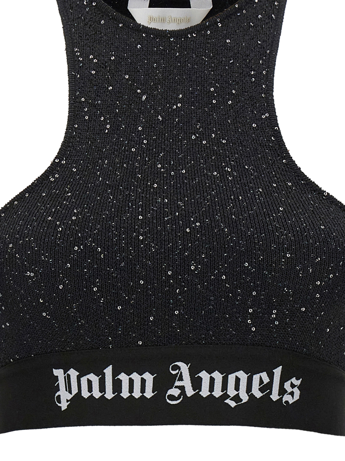 Shop Palm Angels Soiree Knit Logo Top In Black