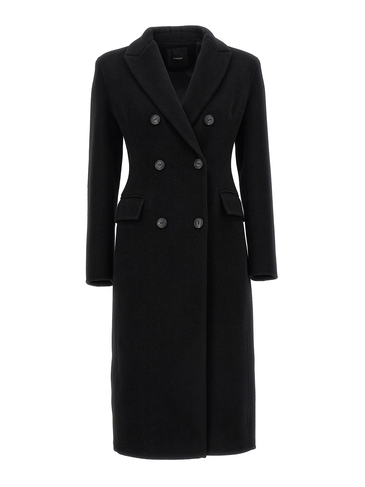 Pinko Ebook Double-faced Wool Coat In Black