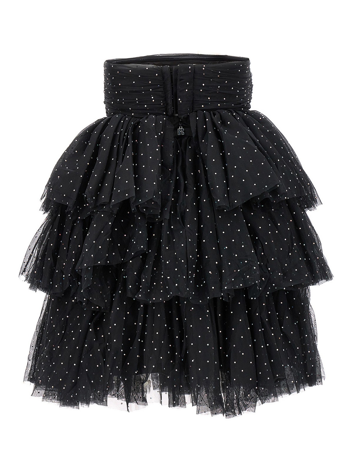 Shop Rotate Birger Christensen Mesh Mini Ruffle Dress In Negro